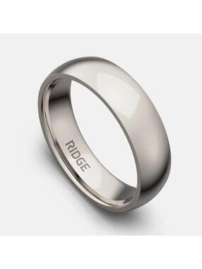 Ridge Silver Platinum Tantalum 6mm Rounded Ring Wedding Band Size 8.5/10 NEW